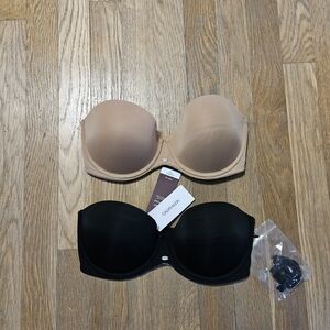 Calvin Klein Naked Glamour Strapless Pushup Bras - Black and Nude 32D